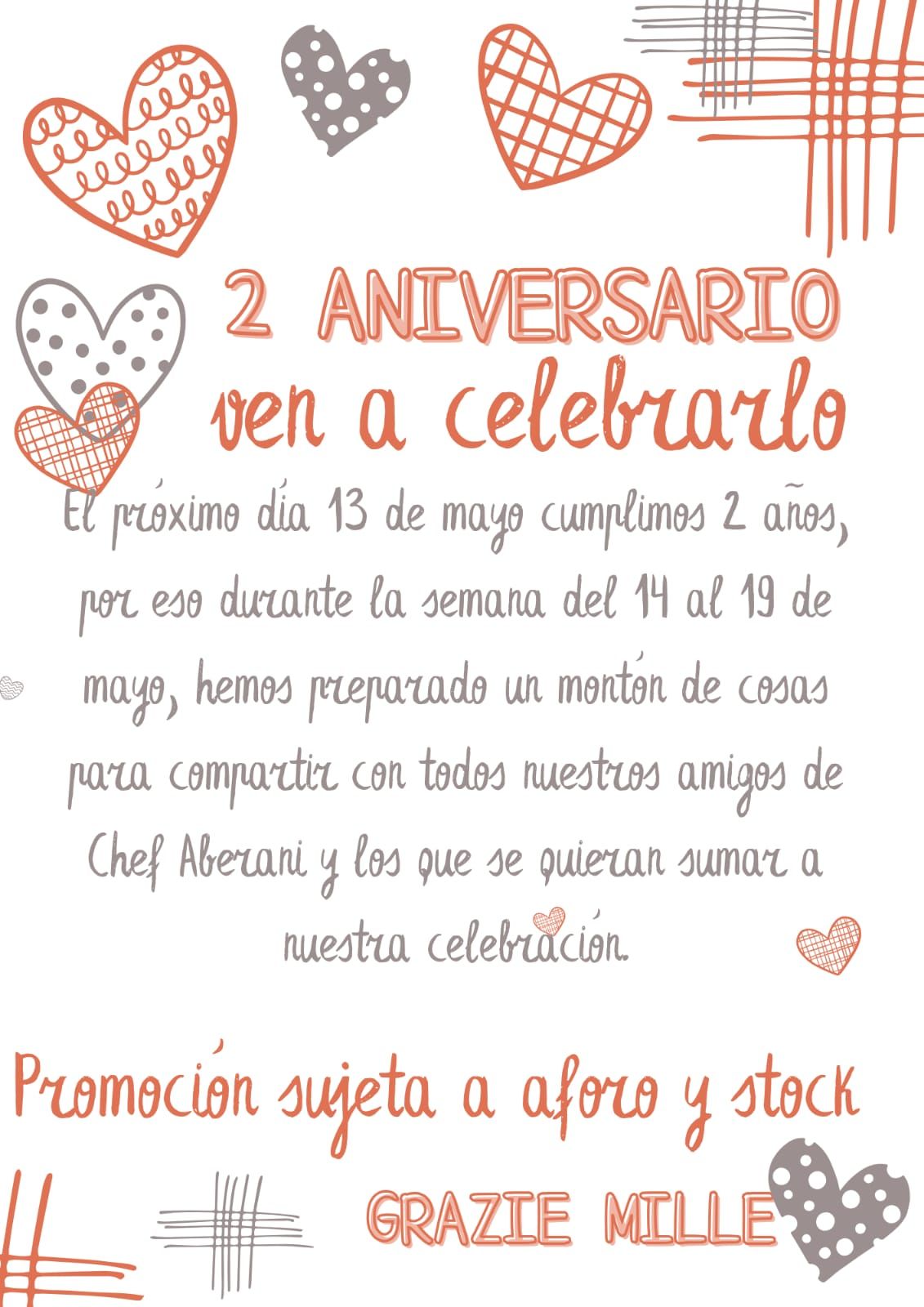 A poster that says 2 aniversario ven a celebrarlo