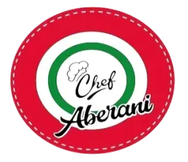 Un logotipo rojo, blanco y verde para el chef Aberani.