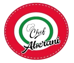 Un logotipo rojo, blanco y verde para el chef Aberani.
