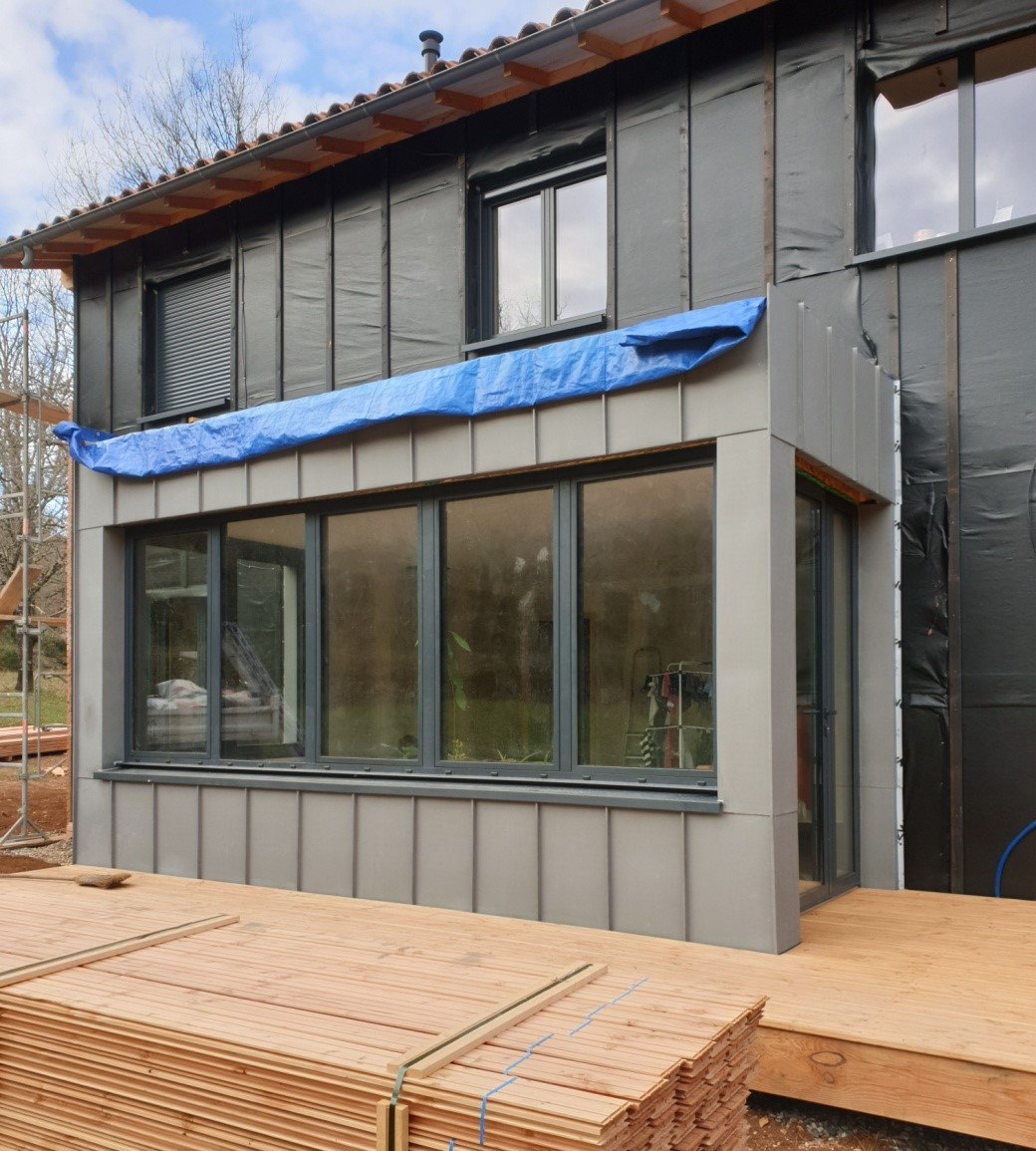 Bardage en zinc en travaux