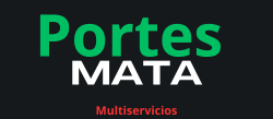 El logotipo de Portes Mata es verde y blanco sobre fondo negro.