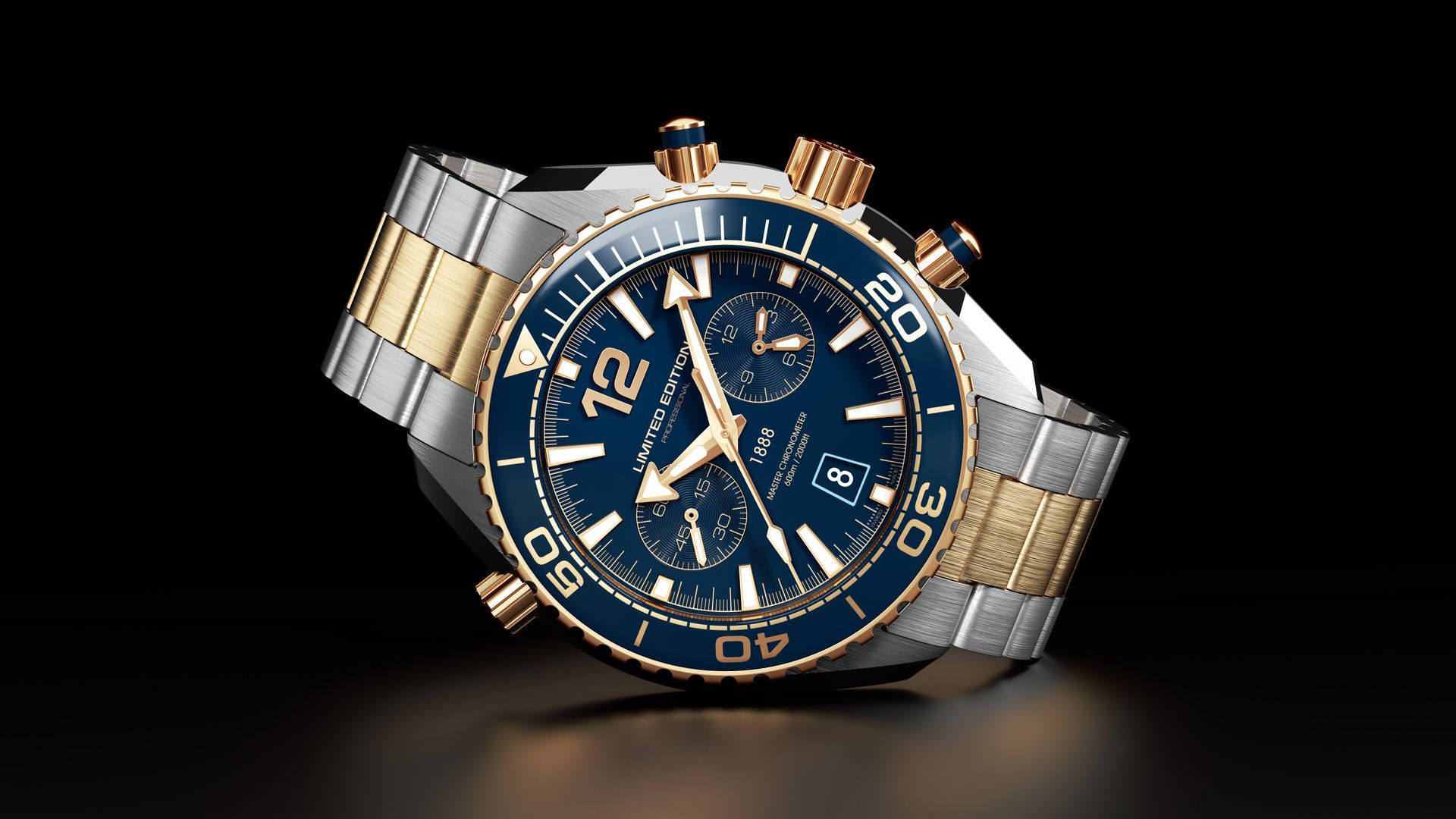 Une montre bleu et or