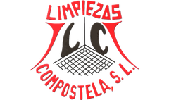 A red and black logo for limpiezas compostela s.l.
