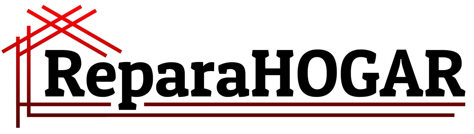 Un logotipo para una empresa llamada repara hogar con un techo rojo.