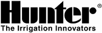 Un logo noir et blanc pour Hunter, les innovateurs de l'irrigation.