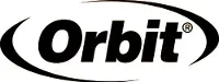 Un logo noir et blanc pour Orbit Gum sur fond blanc.