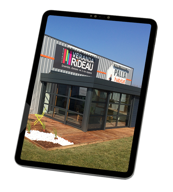 Illustration tablette avec devanture du magasin Palla Habitat