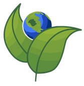 Una hoja verde con un globo azul sobre ella