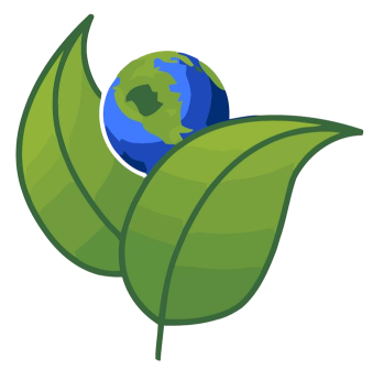 Una hoja verde con un globo azul sobre ella