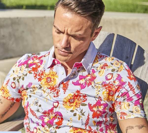 Clásica camisa azul con botones especiales Polo estampado hombre 7camicie