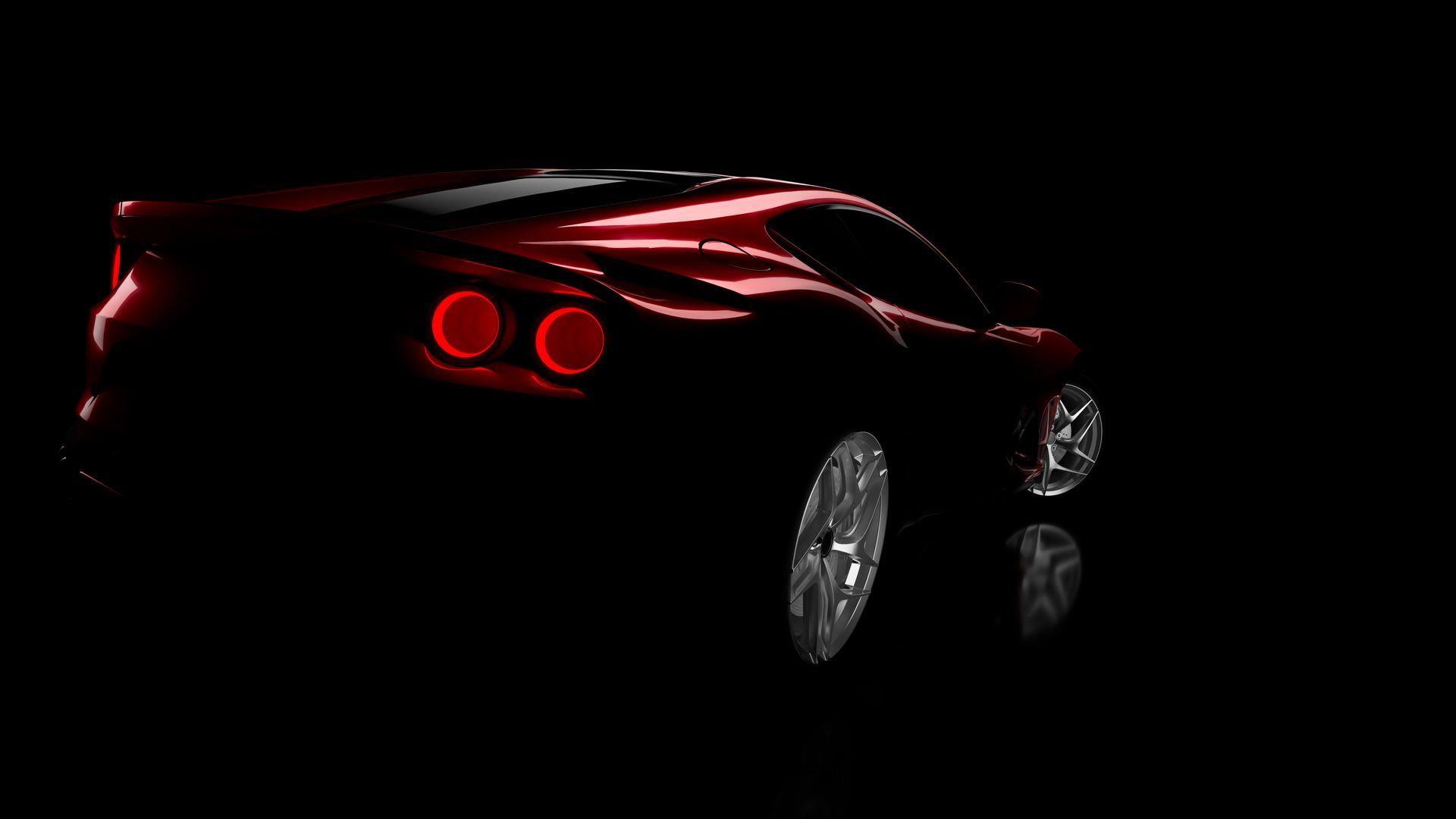 Une voiture de sport rouge.