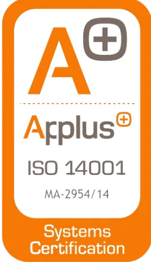Logotipo de certificación del sistema ISO 14001 A+