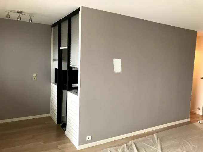 Rénovation murale avec application de peinture