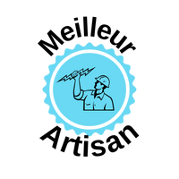 Un logo pour meilleur artisan avec un homme tenant un éclair