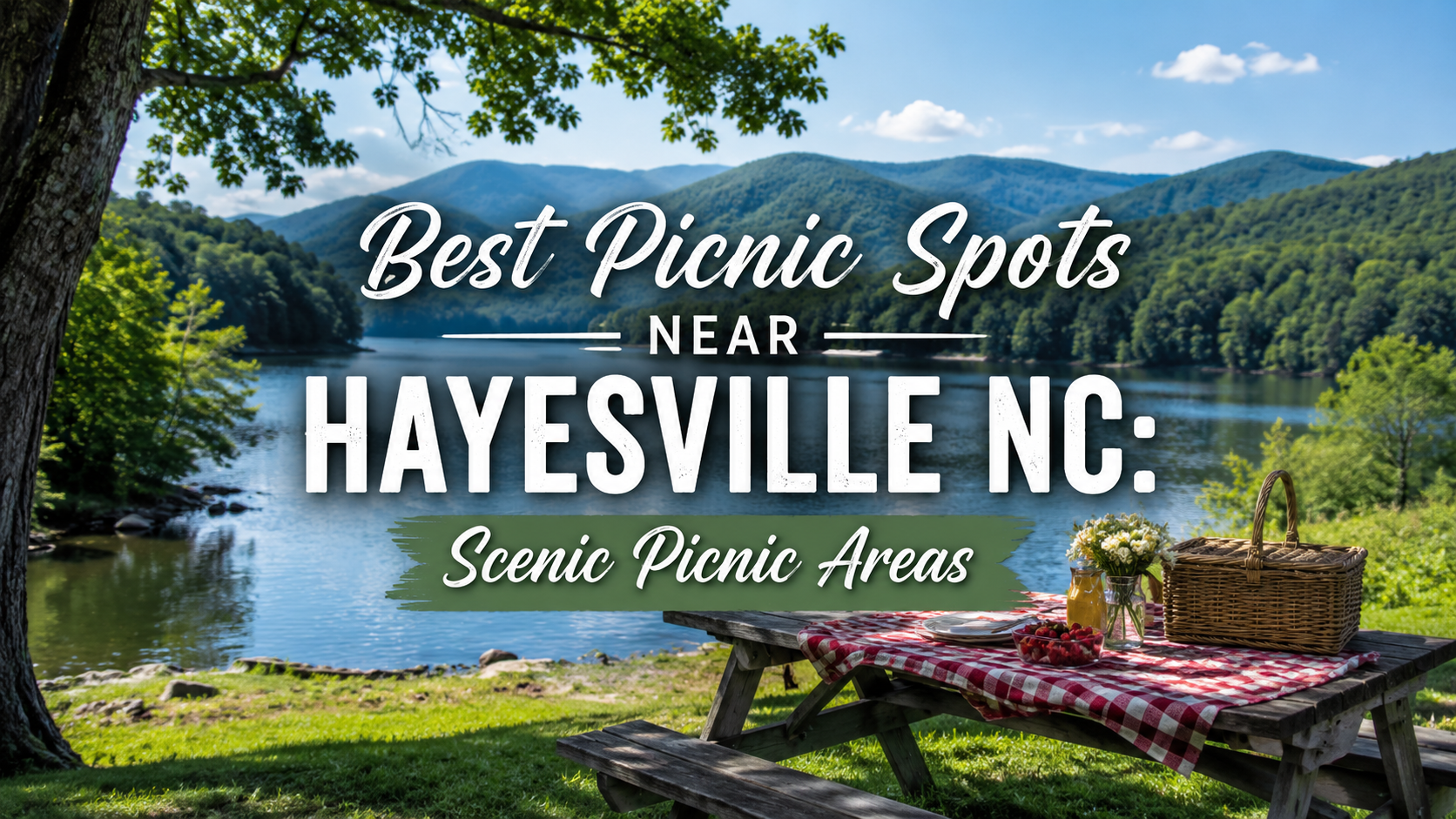 Best picnic spots near Hayesville, NC, with a lake, mountains, and a picnic table by the water