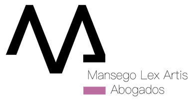 Logotipo de Mansego Lex Artis Abogados con un gran icono "M" negro, el nombre de la firma en gris y una barra horizontal rosa.