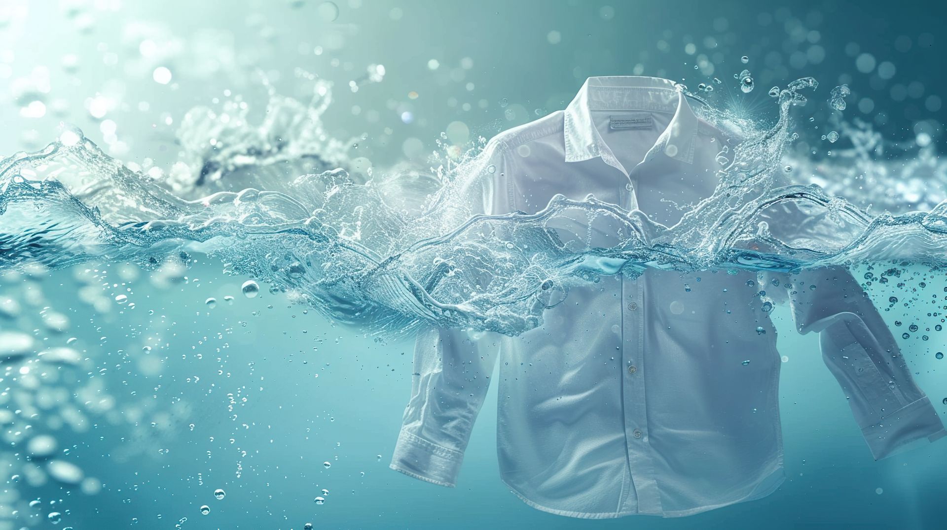BUDAK'S Textilreinigung GmbH - Weisses Hemd wird in Wasser gereinigt