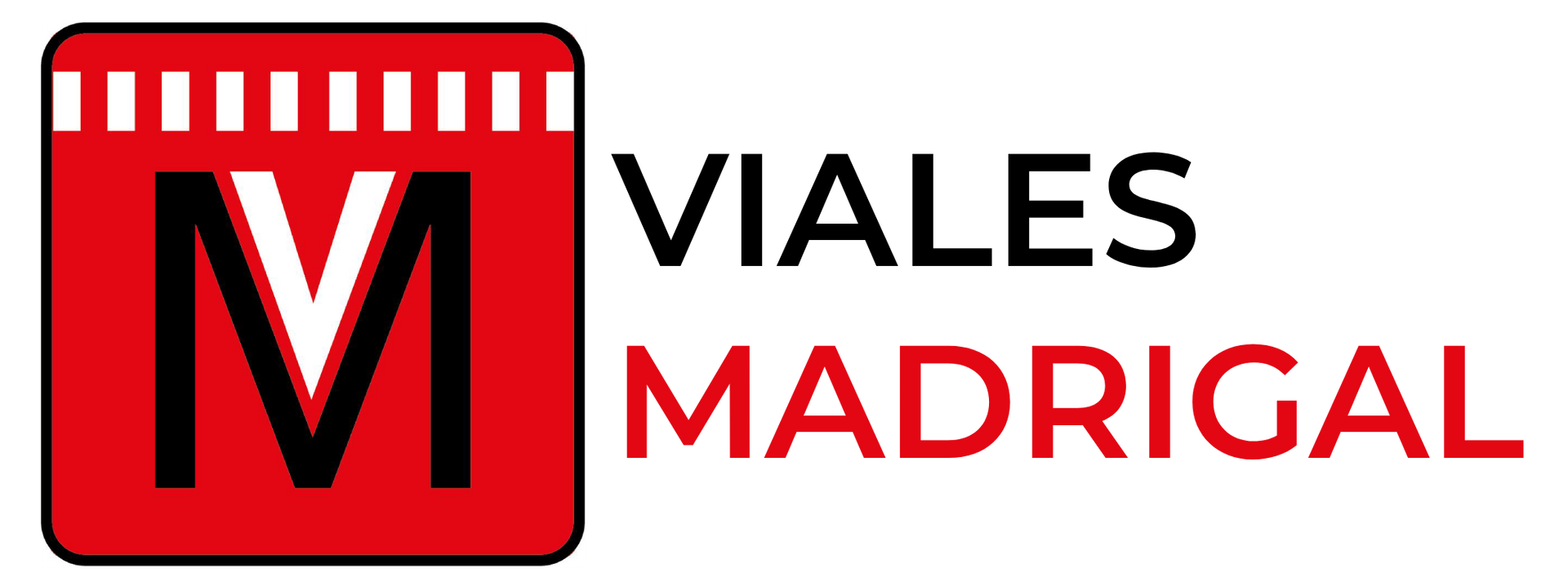 Un logotipo rojo y blanco para Viales Madrigal