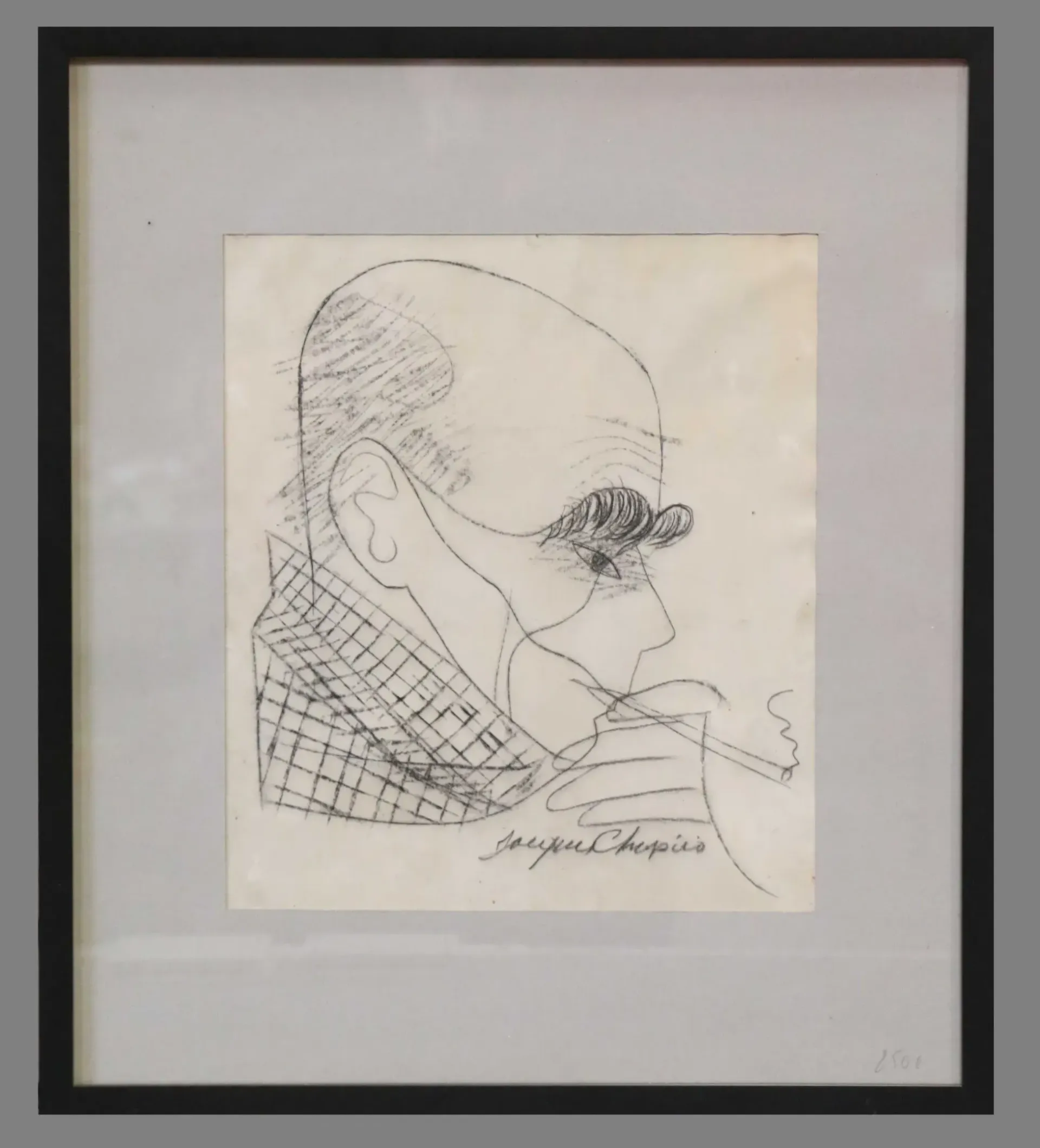 Esquisse au fusain d'un homme de profil