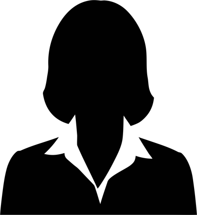 Silhouette d'une femme avec une coiffure en chignon, portant une veste de costume