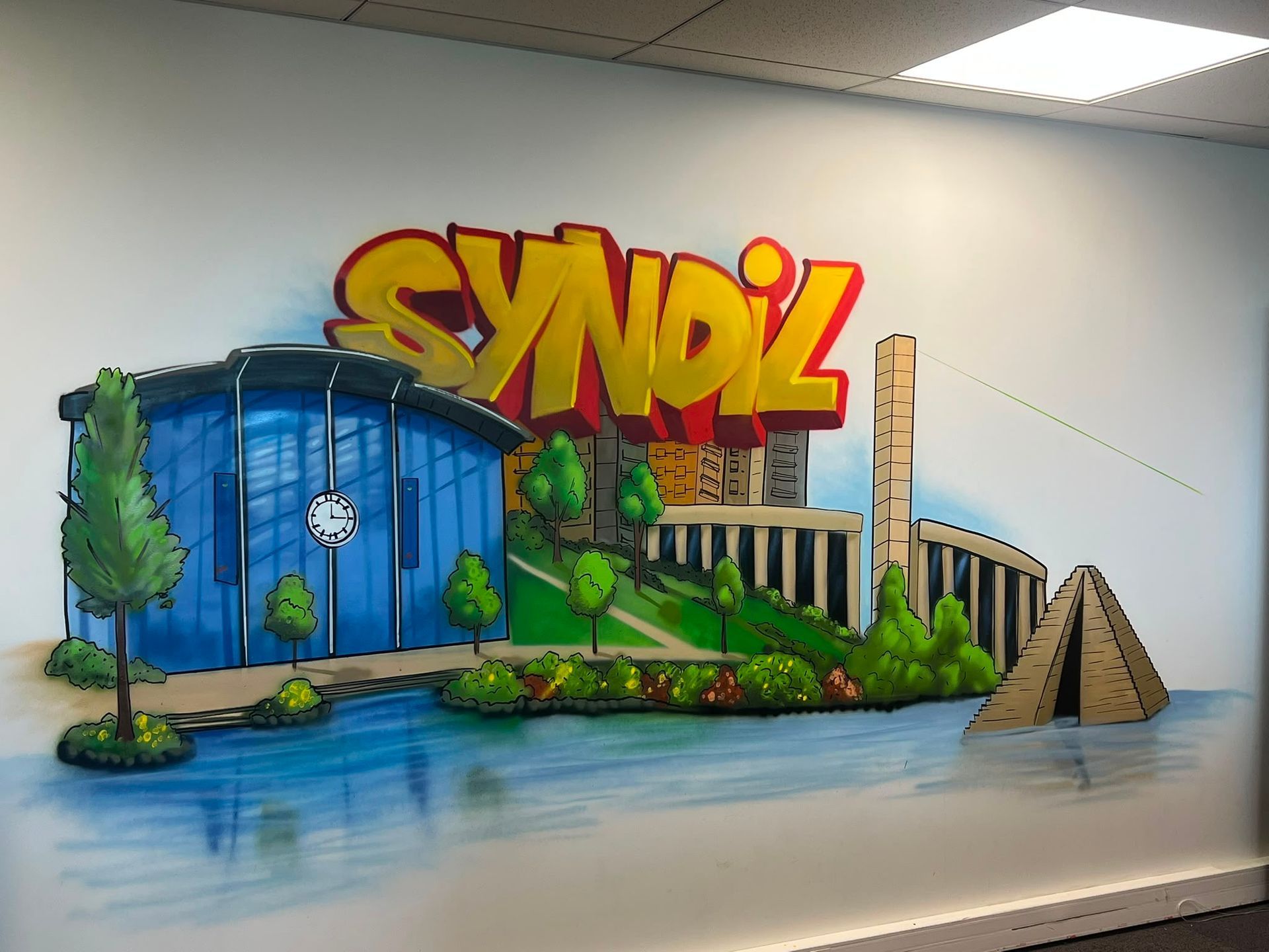 Fresque murale avec inscription Syndil