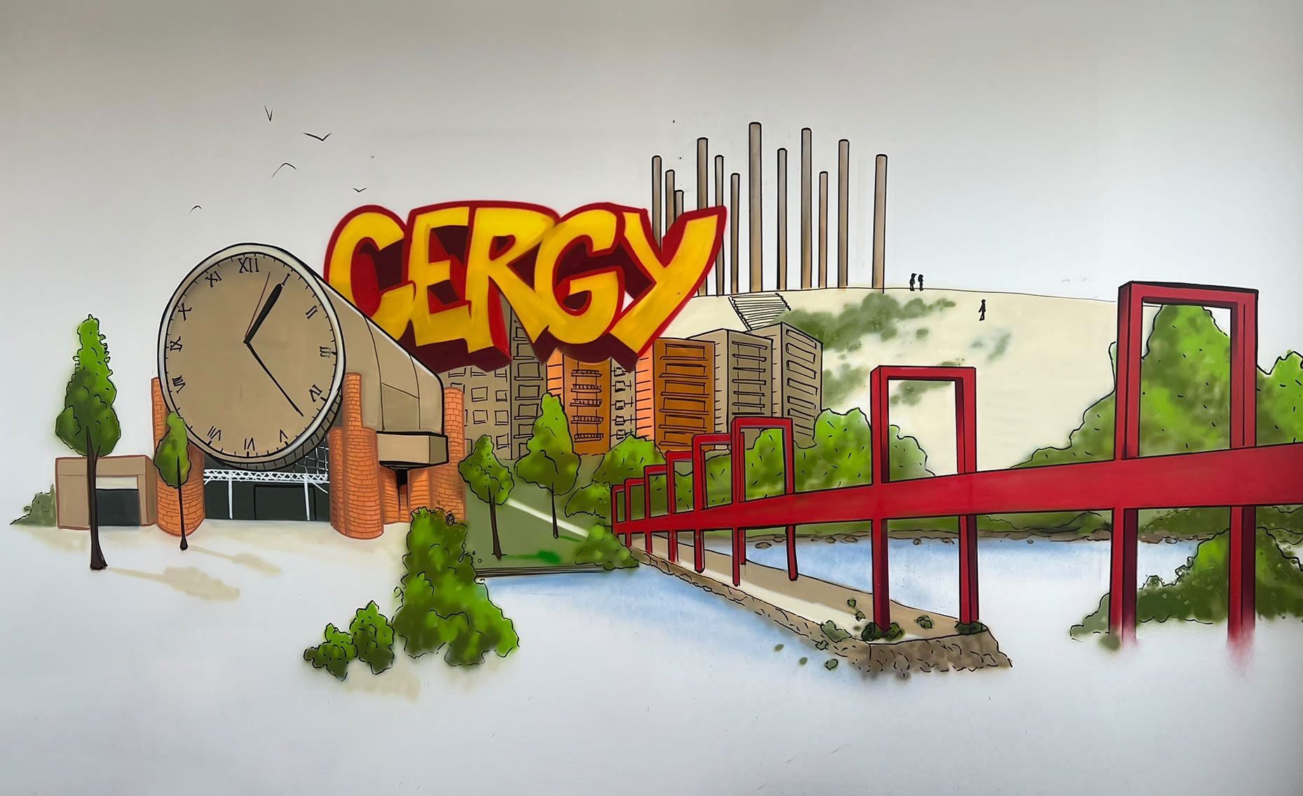 Fresque murale avec l'inscription Cergy