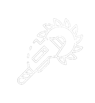Un dibujo en blanco y negro de un abanico con un sol encima.
