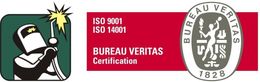 Dos logotipos para la certificación Bureau Veritas y la ISO 9001