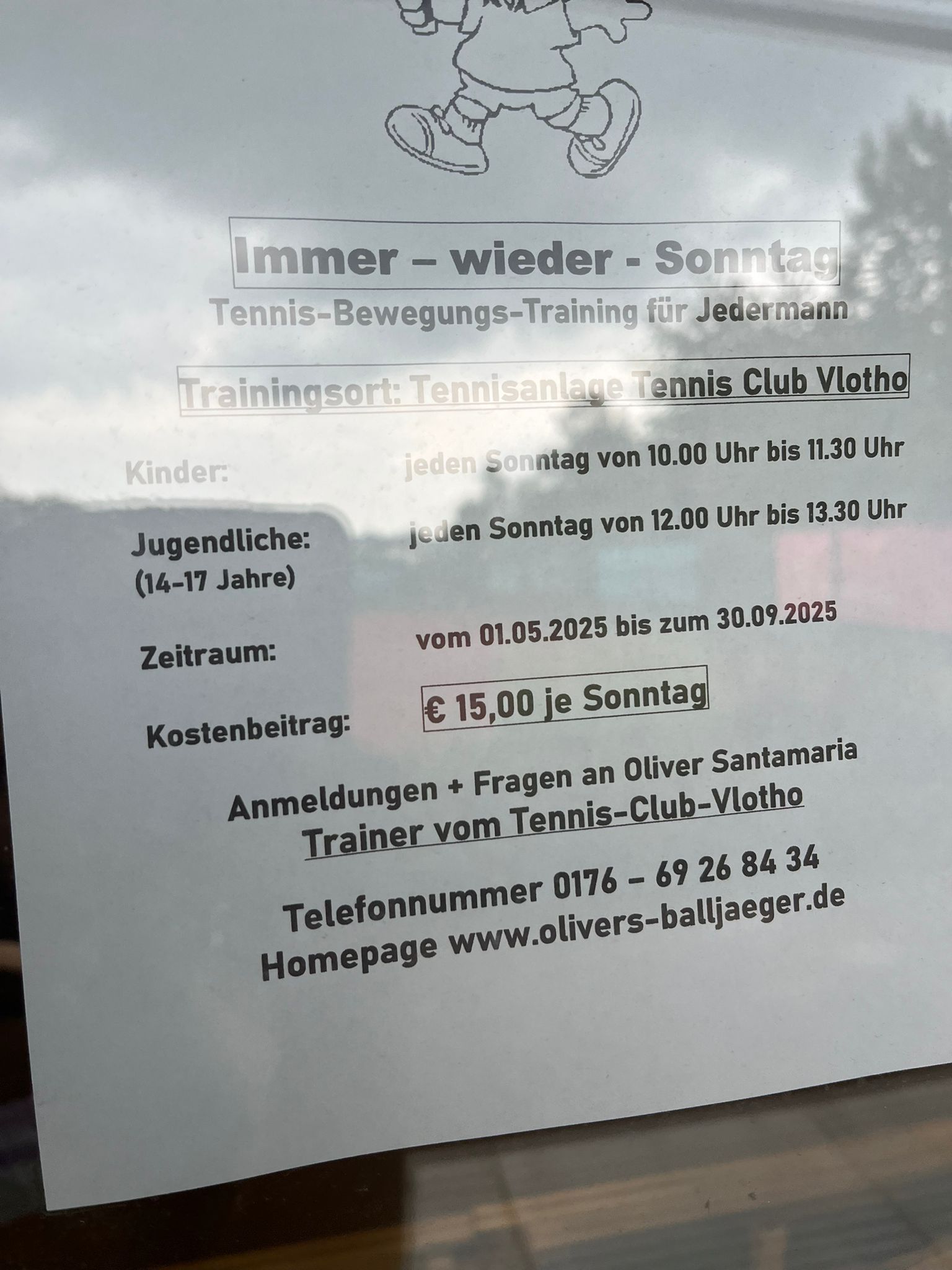 A sign on a window that says immer wieder sonntag