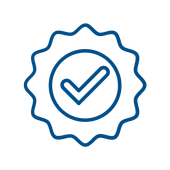 Un icono azul de una marca de verificación en un círculo.