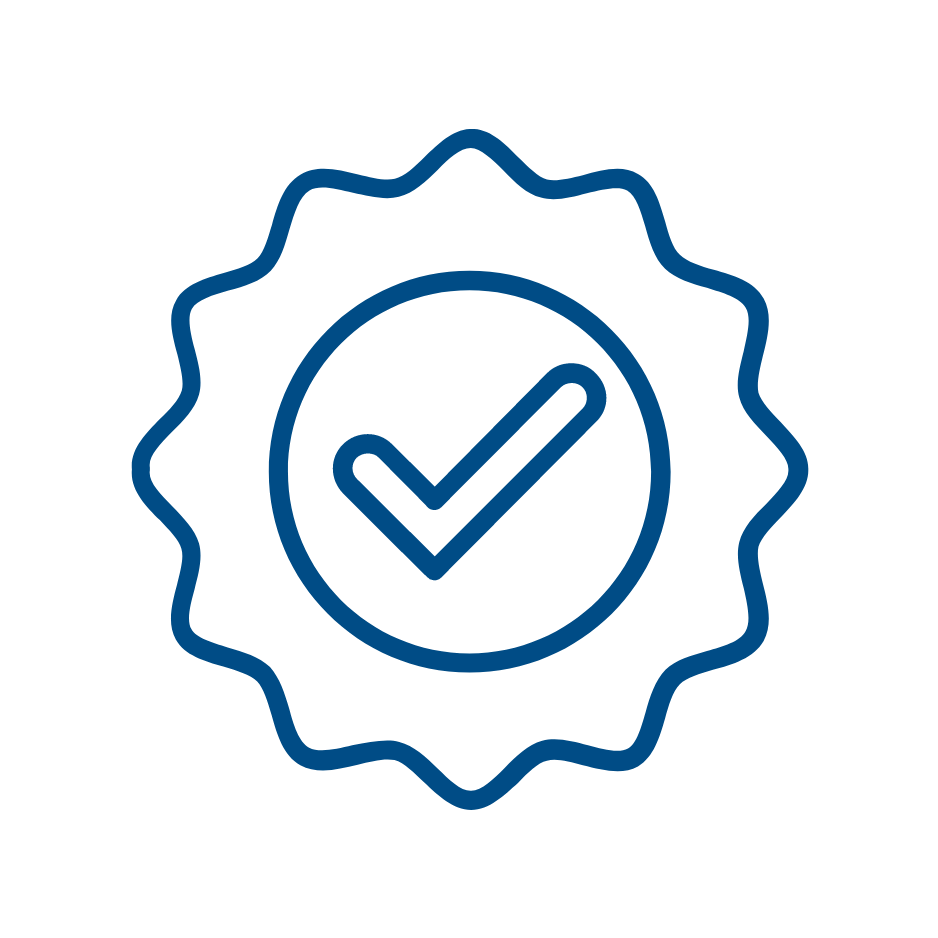 Un icono azul de una marca de verificación en un círculo.