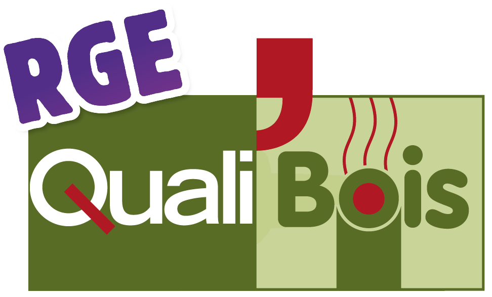 Logo portant l’inscription « RGE QualiBois »