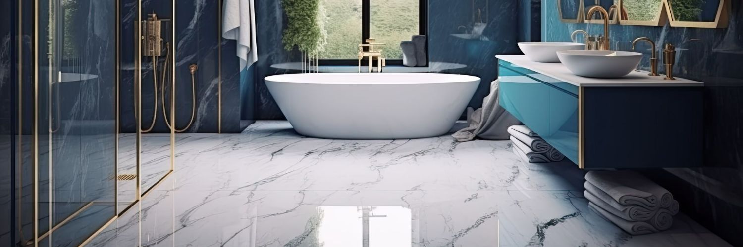 Carrelage imitation marbre dans une salle de bains