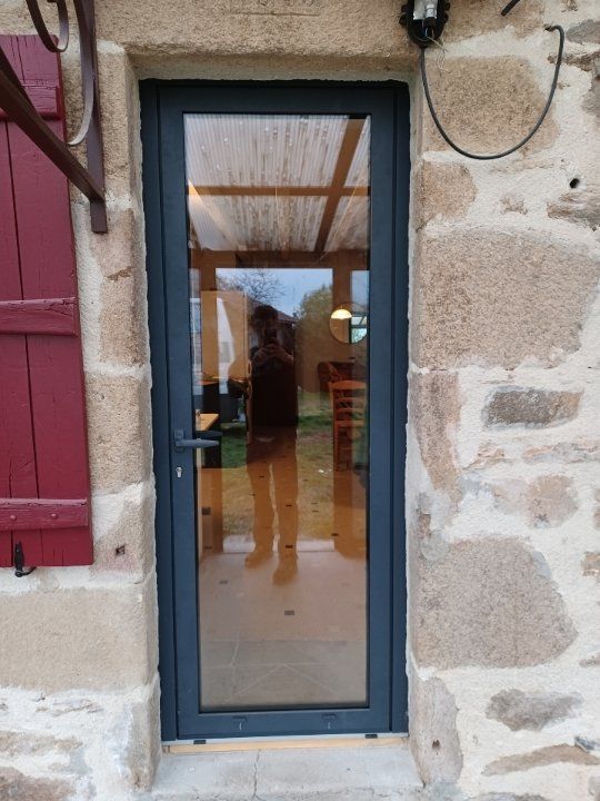 Porte d'entrée vitrée gris antique