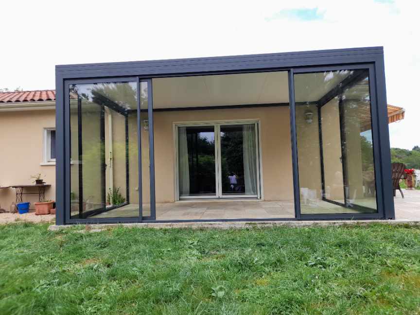 Pergola gris anthracite ouverte