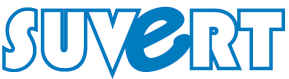 Logotipo de SUVERT en azul con contorno blanco.