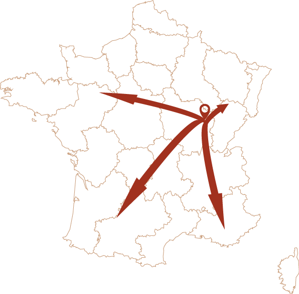 Carte de France avec des flèches