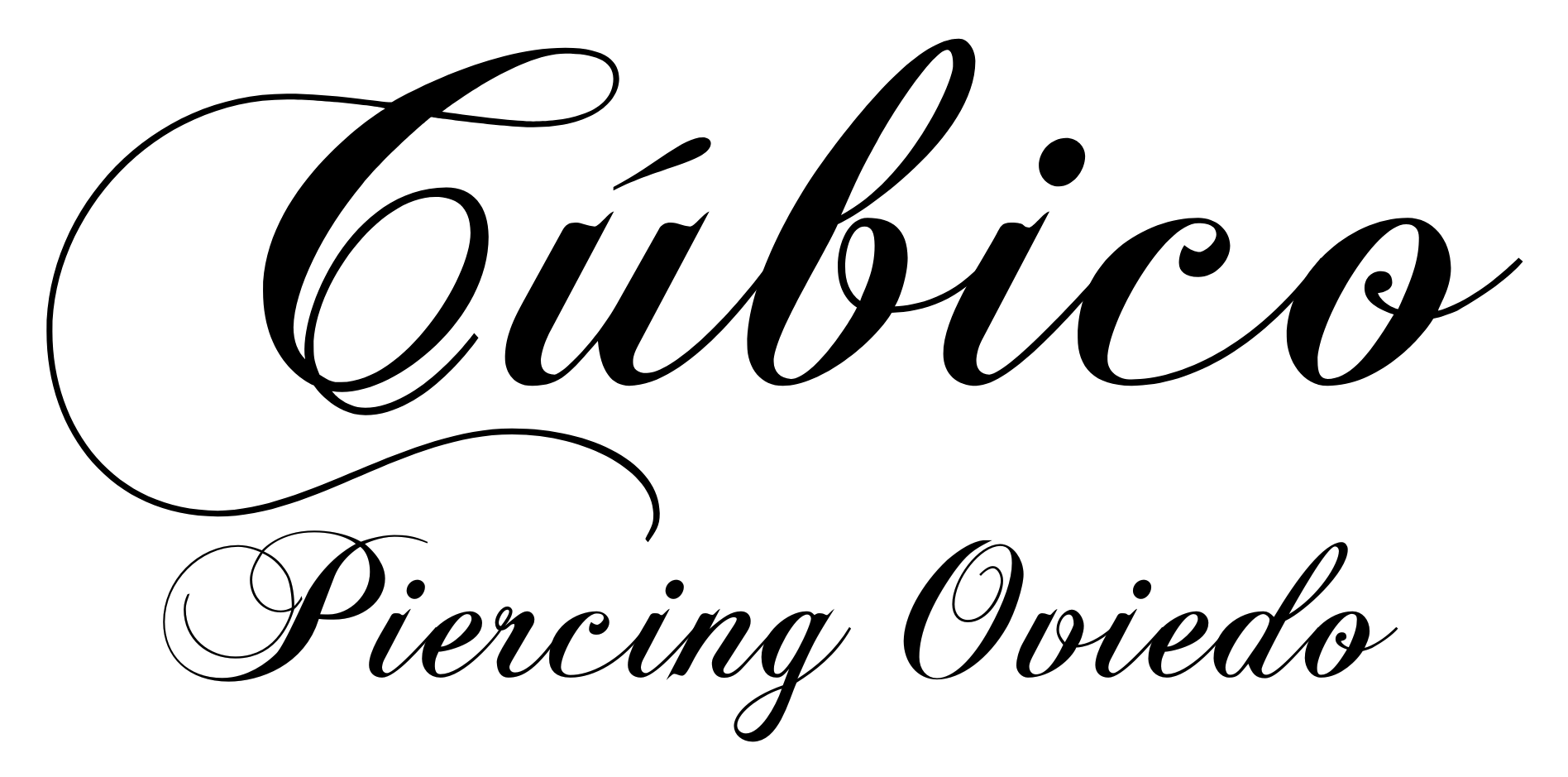Un logotipo en blanco y negro para Cubico Piercing Oviedo.