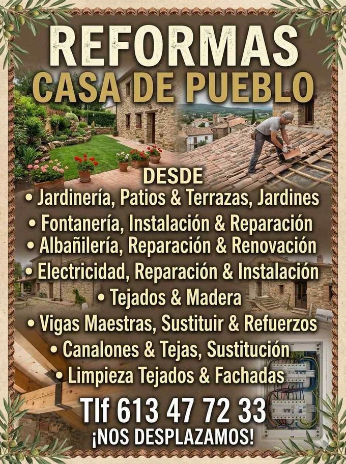 Reformas Casa de Pueblo ofrece servicios de jardinería, plomería