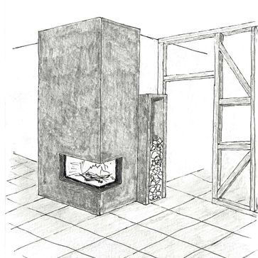 Skizze eines Kamins