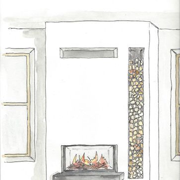 Skizze eines Kamins