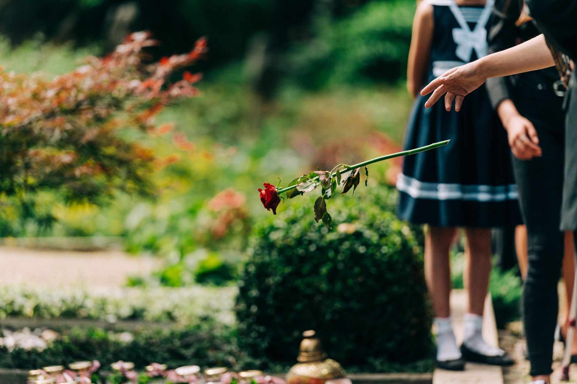 Un jeté de fleur sur une tombe