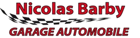 Un logo pour le garage automobile de Nicolas Barby avec un motif à carreaux