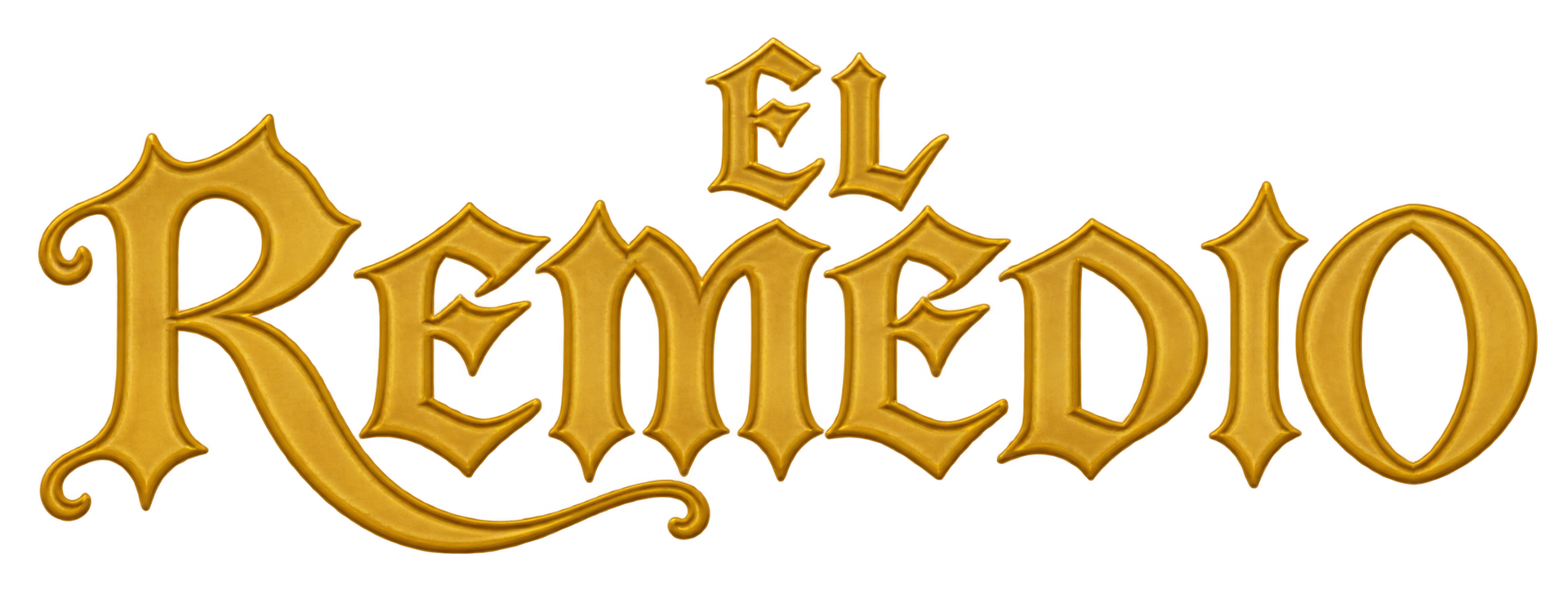 Logotipo estilizado dorado de “El Remedio” sobre fondo blanco
