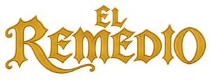 Logotipo estilizado dorado de “El Remedio” sobre fondo blanco