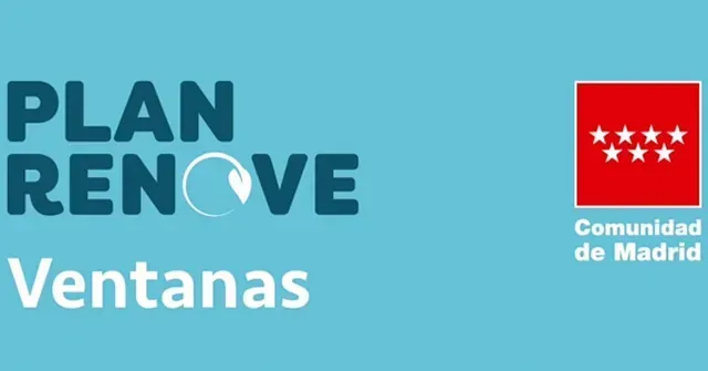 Un fondo azul con las palabras plan renove ventanas.