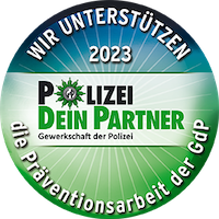 A sticker that says wir unterstützen 2023 polizei dein partner