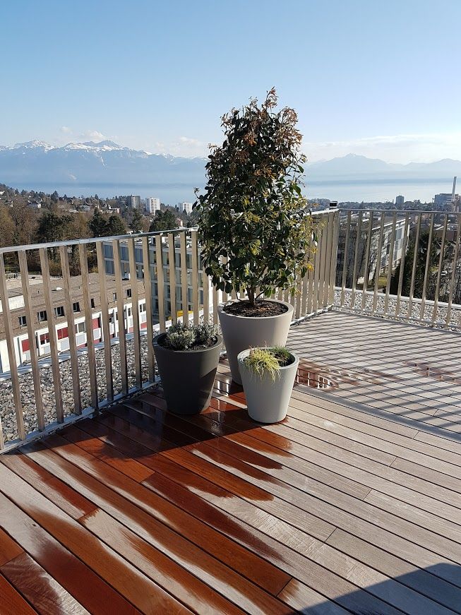 Terrasse en bois et clôture - LMpaysage