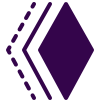 Un icono morado de un diamante con puntos.