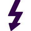 Un rayo morado con una flecha apuntando hacia abajo.